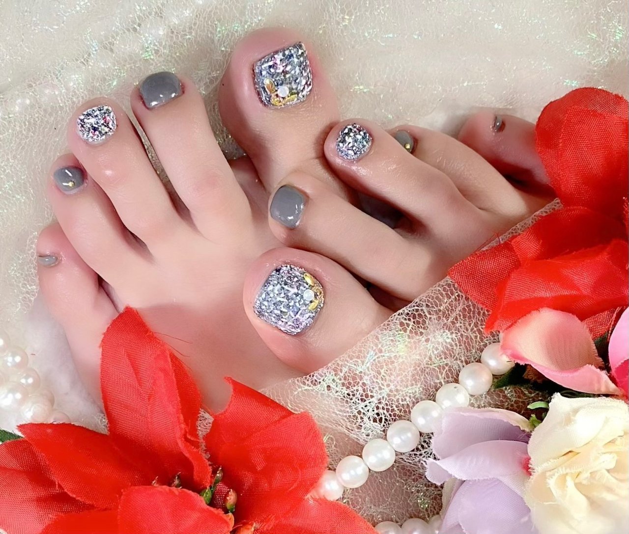 冬 クリスマス パーティー デート フット Thi Roomのネイルデザイン No ネイルブック