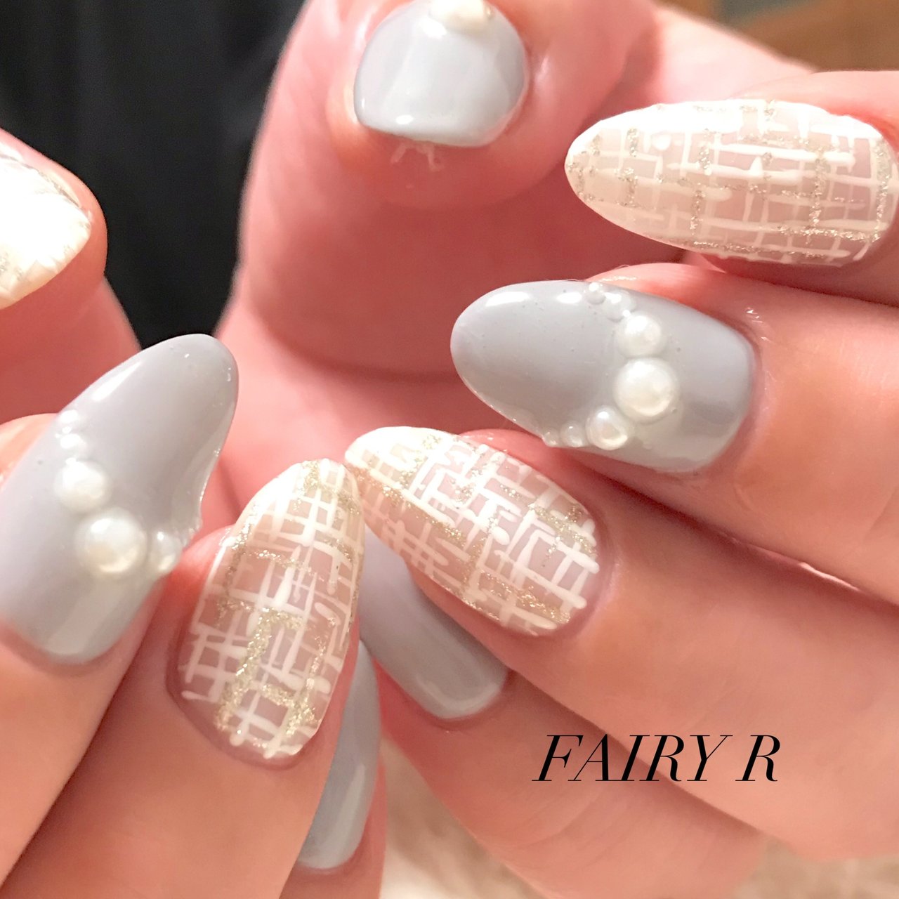 冬 ハンド ツイード ロング ホワイト Fairynailのネイルデザイン No ネイルブック