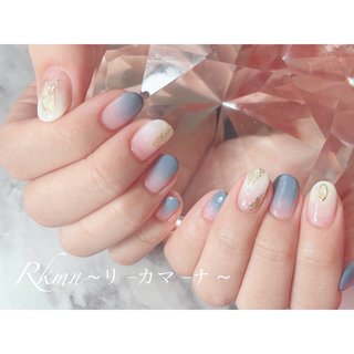 グラデーション ブルー グレーのネイルデザイン ネイルブック