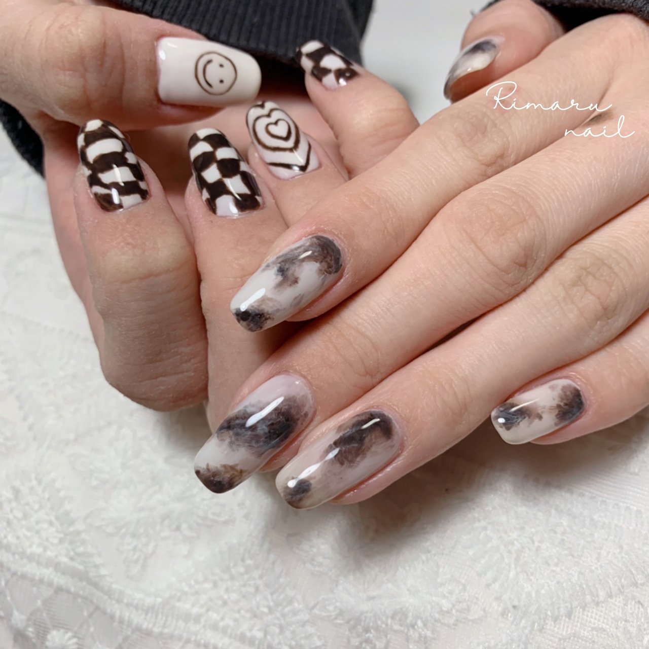 秋 冬 オールシーズン チェック ハート Hiromiのネイルデザイン No ネイルブック