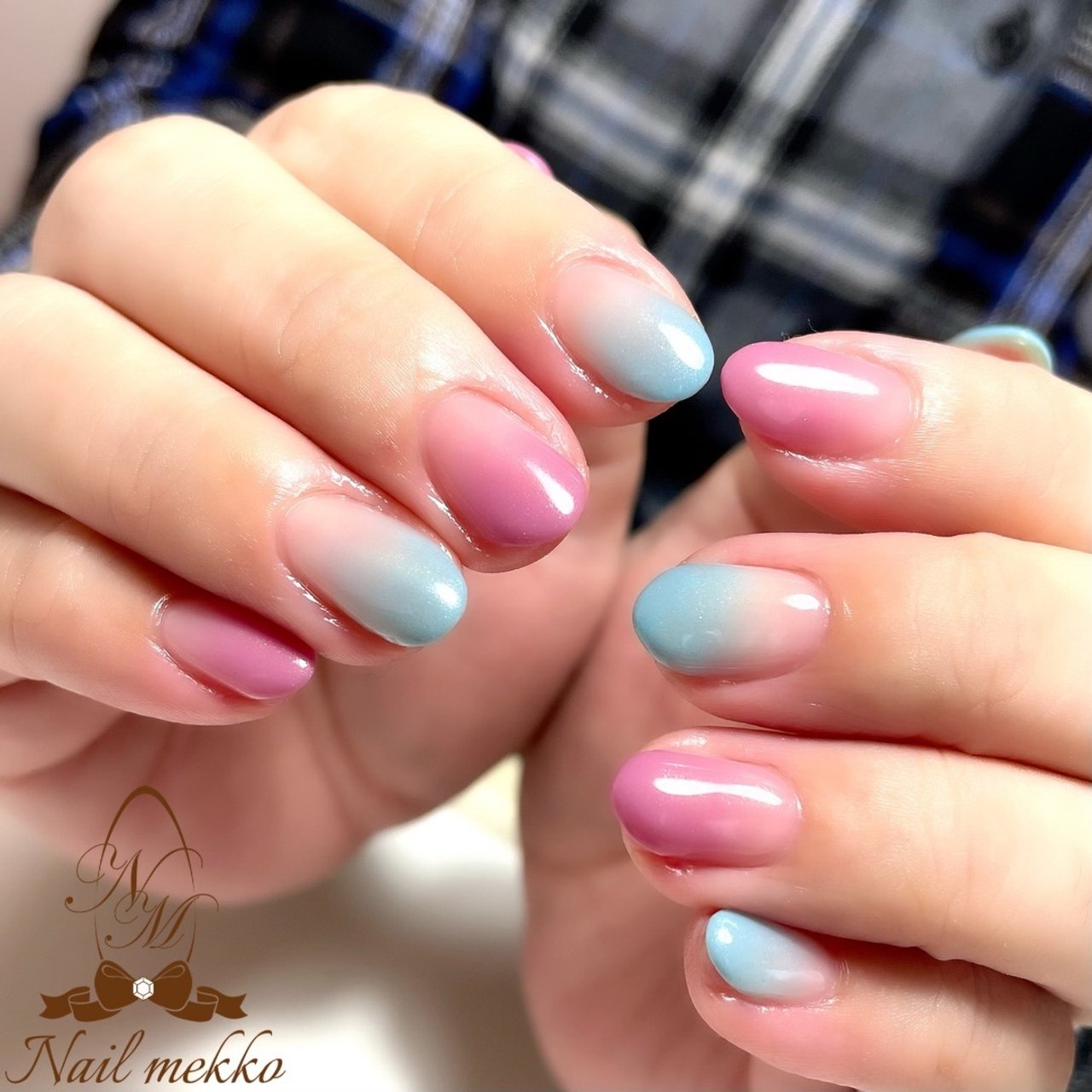 シンプル グラデーション 水色 パープル パステル Nail Mekkoのネイルデザイン No ネイルブック