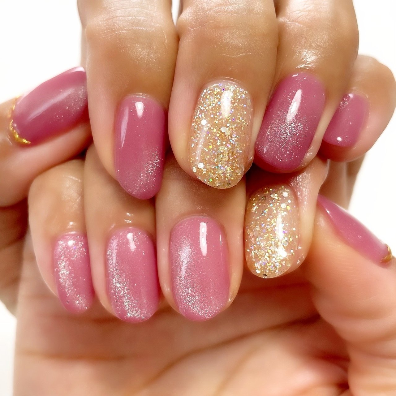 ワンカラー マグネット ミラー ピンク ゴールド Nail Mekkoのネイルデザイン No ネイルブック