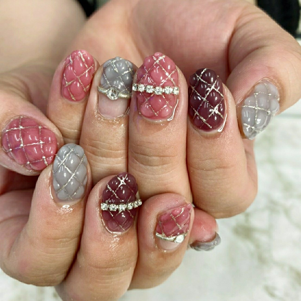 オールシーズン ハンド キルティング ミディアム ピンク R Nailのネイルデザイン No 638 ネイルブック