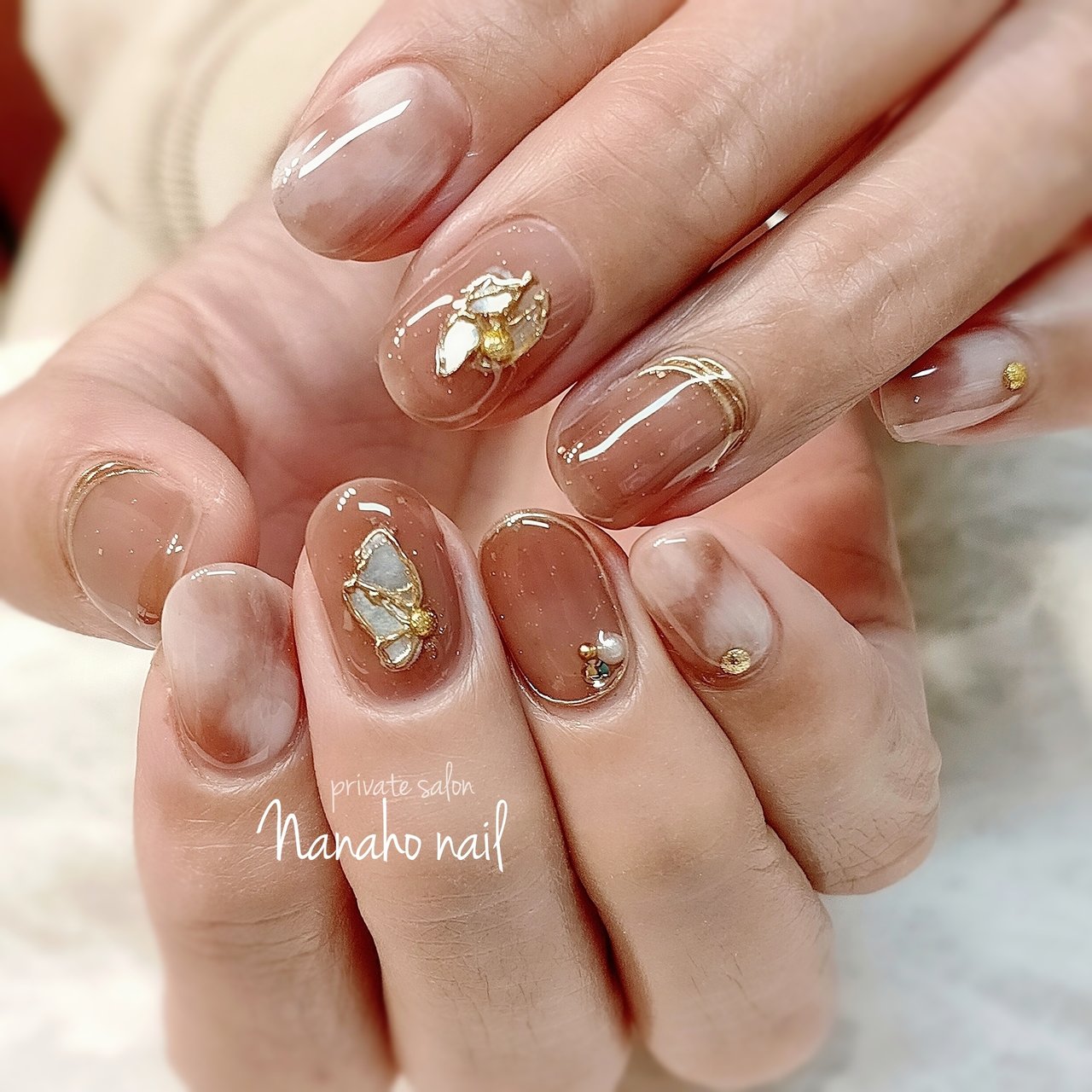 秋 冬 ハンド シンプル タイダイ Nanaho Nail 大阪府八尾市 のネイルデザイン No 695 ネイルブック