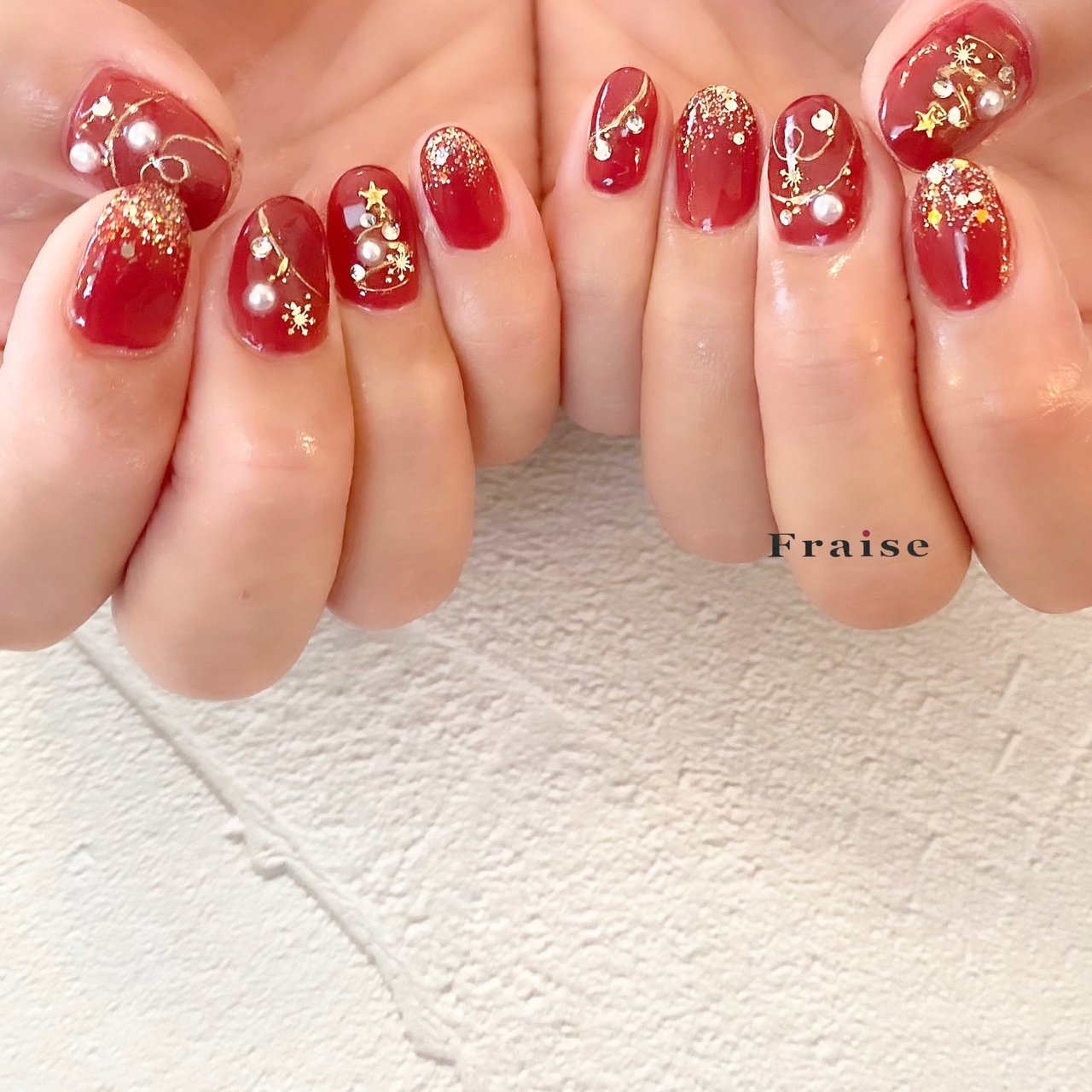 冬 クリスマス オフィス パーティー ハンド 山科 パラジェルサロン Fraise フレーズ のネイルデザイン No ネイルブック
