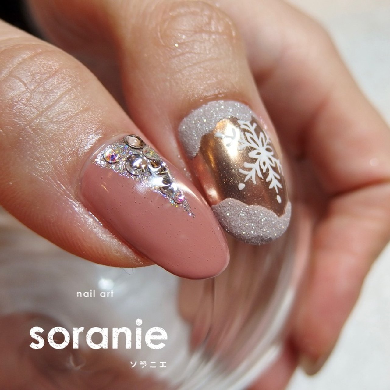 冬 クリスマス ハンド ショート ピンク Mizumi Sorani E のネイルデザイン No ネイルブック