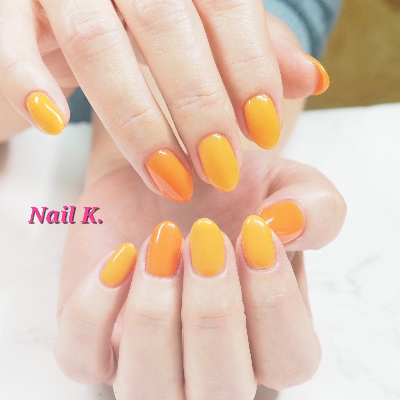 シンプル ワンカラー オレンジ ジェルネイル お客様 Nail K のネイルデザイン No ネイルブック