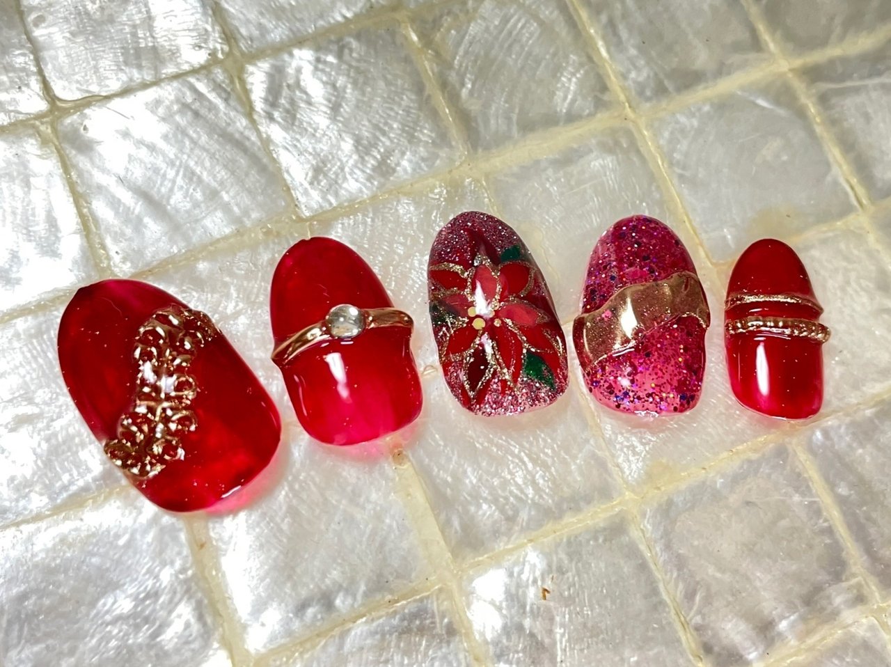 冬 お正月 クリスマス パーティー ラメ Nail Hana001のネイルデザイン No ネイルブック