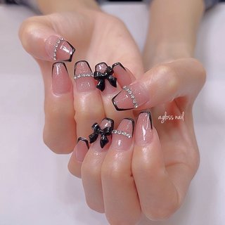 人気順｜リボン/#黒フレンチネイルのネイルデザイン｜ネイルブック 