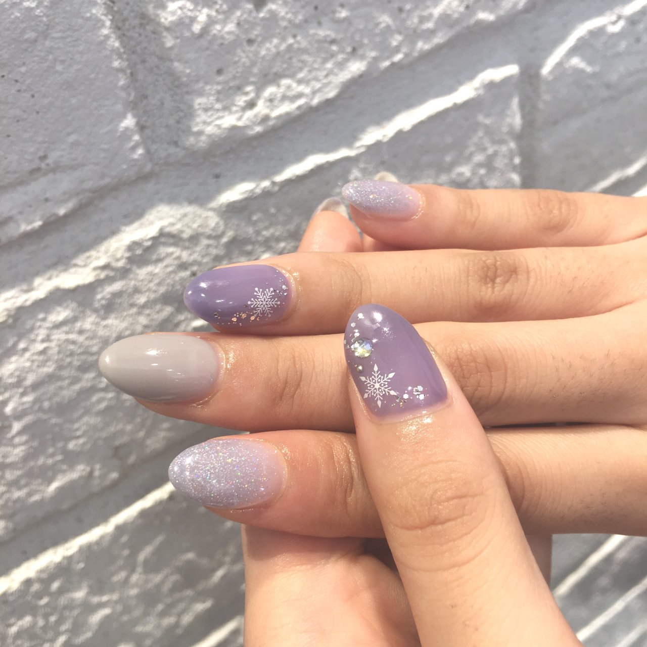 冬 ブルー パープル グレー Comme Soi 愛のネイルデザイン No ネイルブック