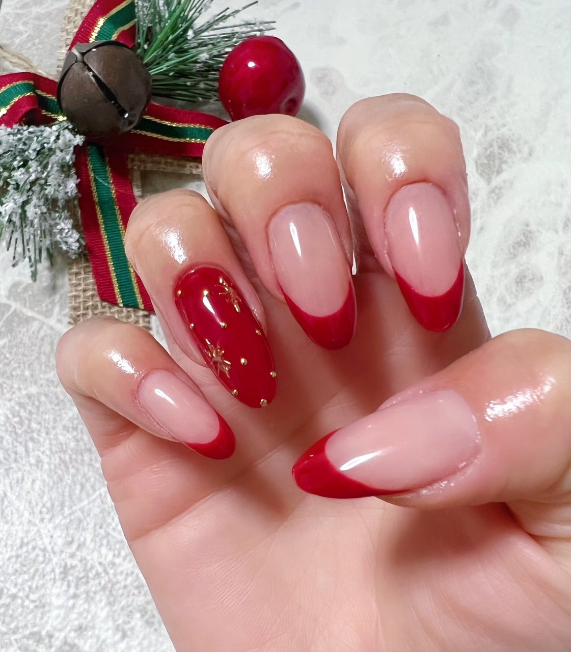 冬 お正月 クリスマス ハンド フレンチ Lutia Nailのネイルデザイン No ネイルブック