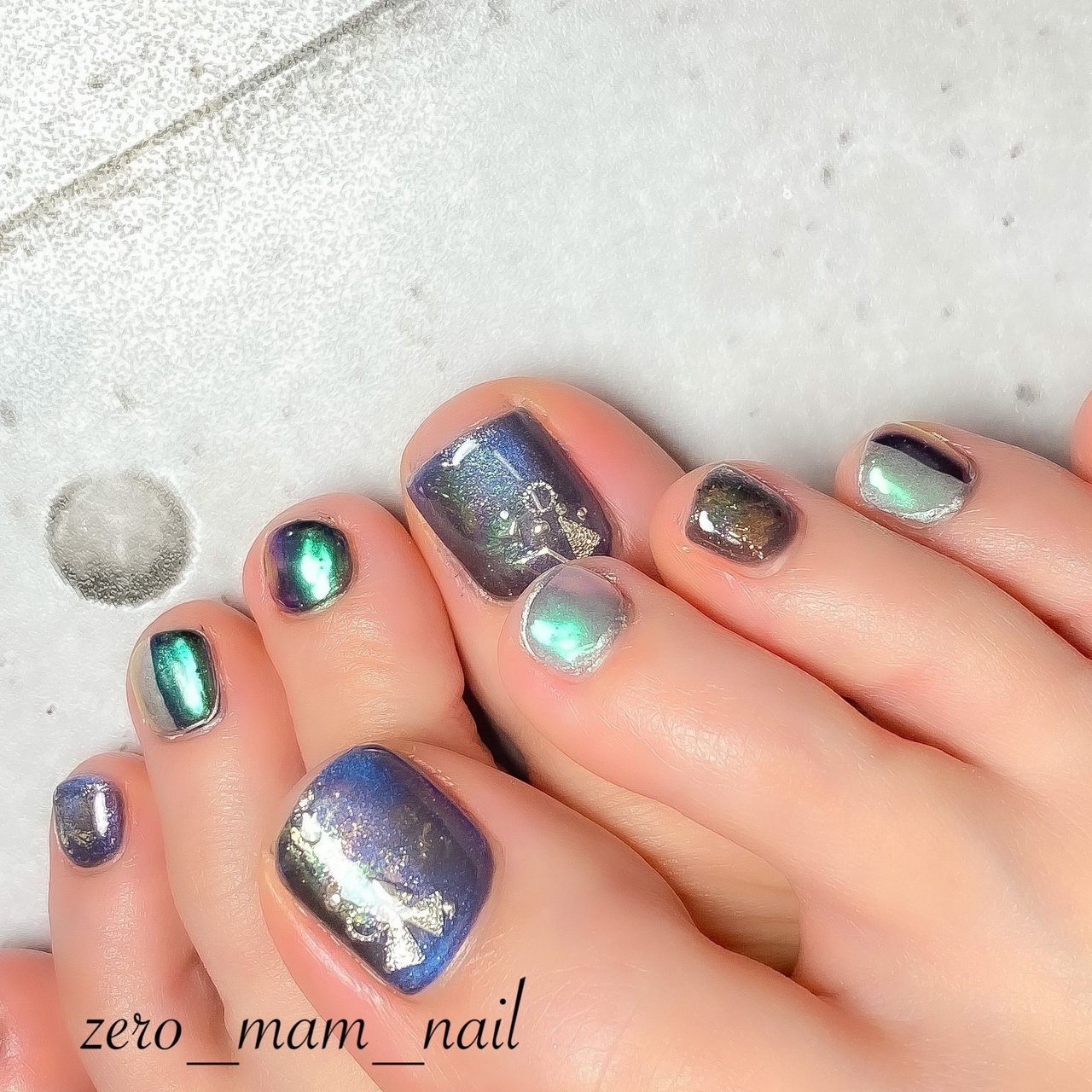 冬 フット グラデーション ミラー ショート Zero Mam Nailのネイルデザイン No ネイルブック