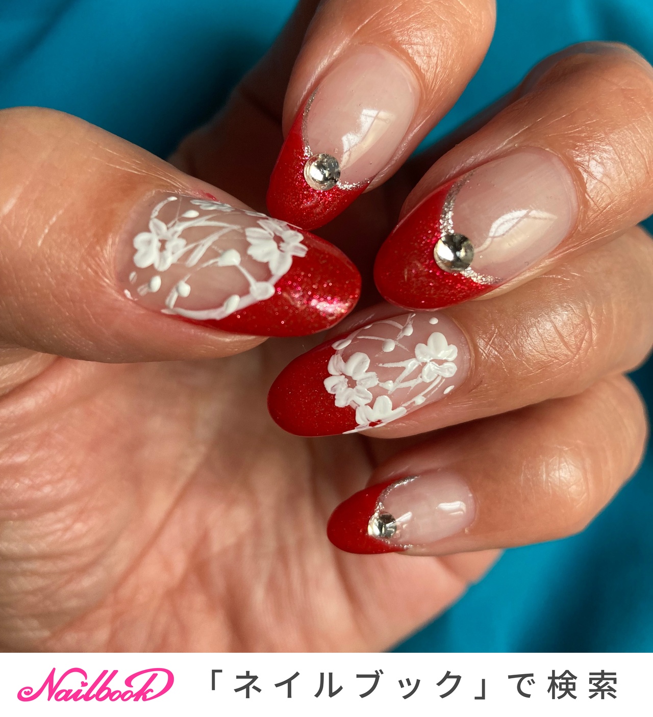 赤グリッターのネイルデザイン ネイルブック