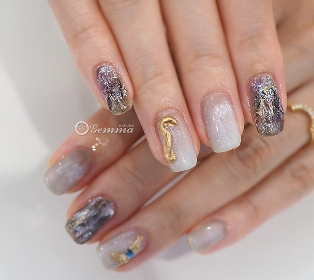 秋 冬 ハンド グラデーション ニット Gemmaのネイルデザイン No ネイルブック