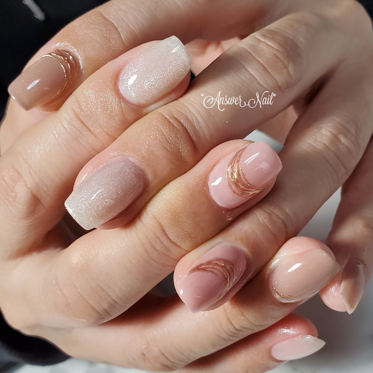 ピンク グレージュ シルバー Answer Nailのネイルデザイン No ネイルブック