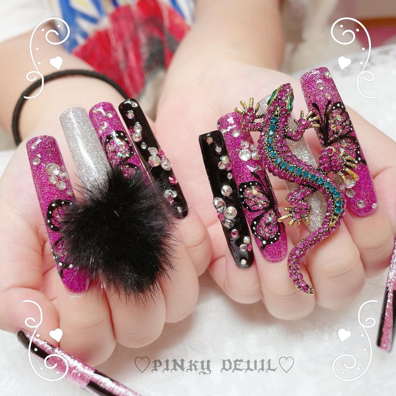 個数限定即日発送可能2026パーツあります成人式ギャルネイルスーパーロングネイル 成人式/ビジュー/ラメ/デコ/スーパーロング - PINKY DEVILのネイル