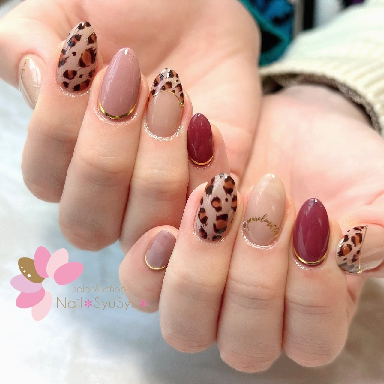 秋 冬 ハンド フレンチ アニマル柄 Nail Syusyu ネイルシュシュのネイルデザイン No ネイルブック