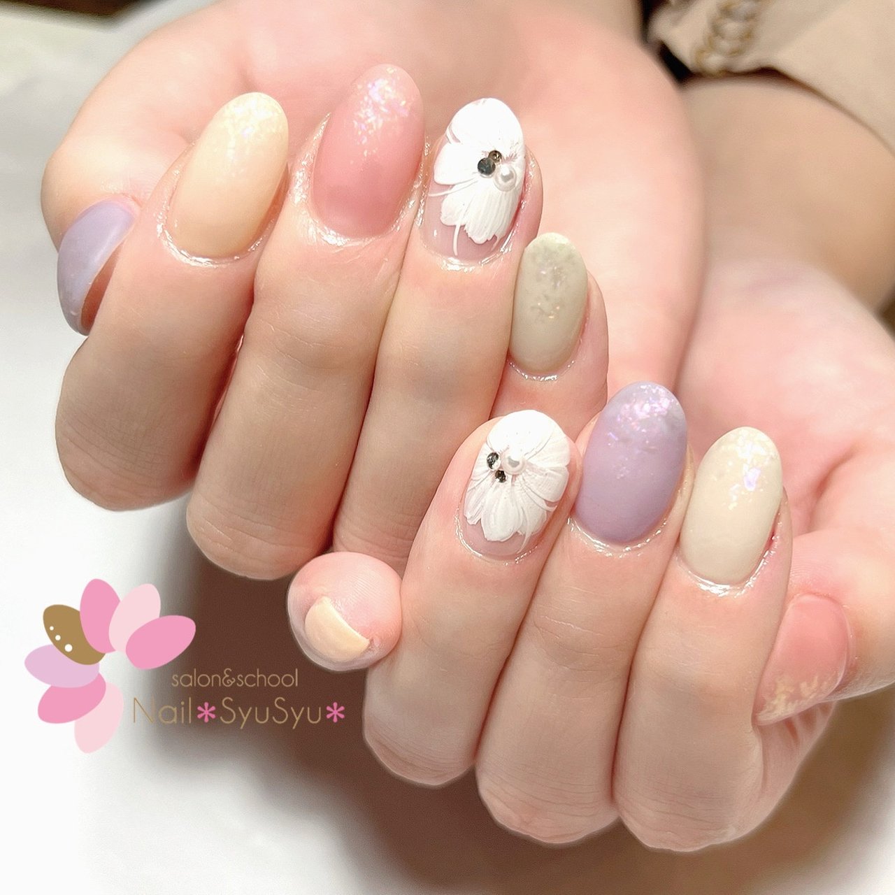 春 冬 ハンド フラワー マット Nail Syusyu ネイルシュシュのネイルデザイン No ネイルブック