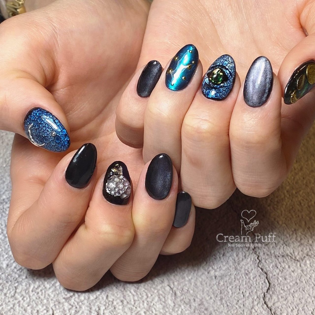 秋 冬 オールシーズン グラデーション ビジュー Creampuff 吉祥寺店のネイルデザイン No ネイルブック