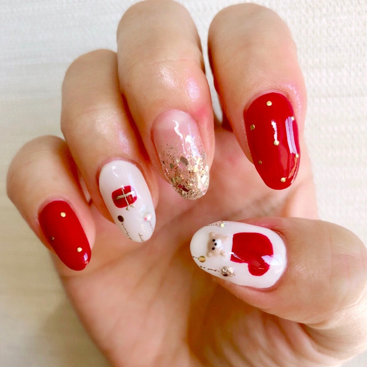 クリスマス ハンド シンプル ラメ キャラクター Cotteのネイルデザイン No ネイルブック