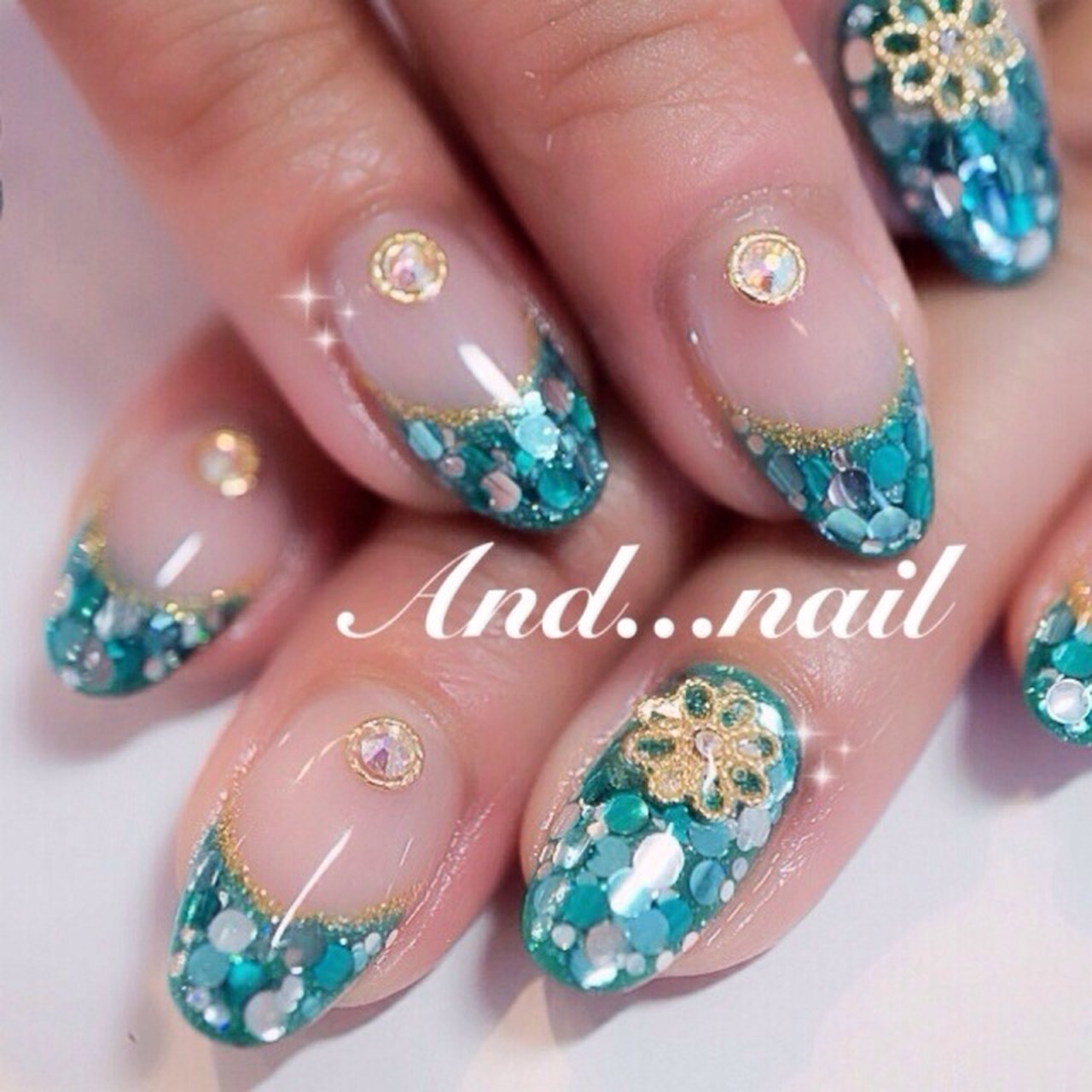 夏 ハンド フレンチ グリーン ジェルネイル 白川麻里 神戸アンドネイルのネイルデザイン No ネイルブック