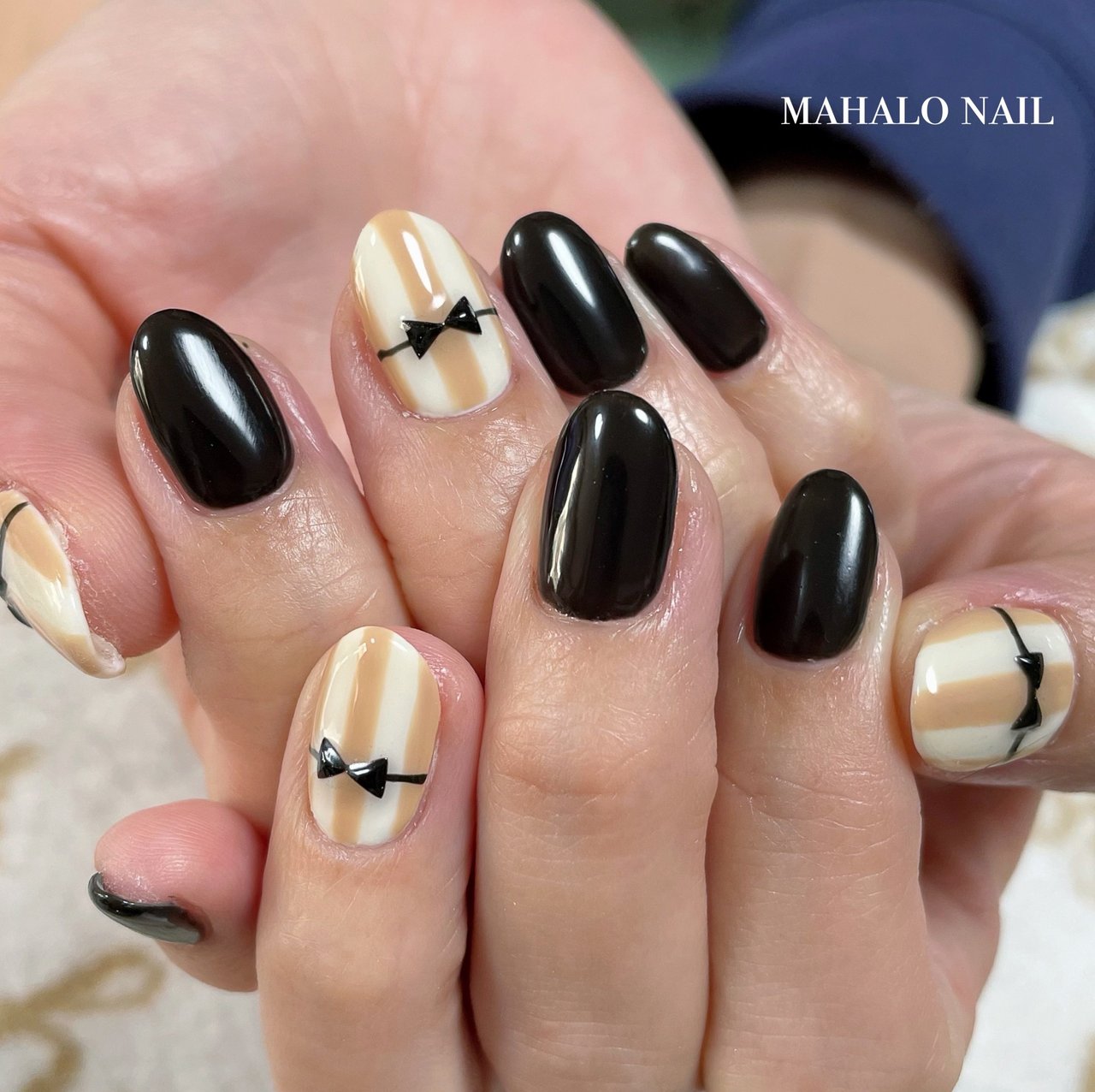 ホワイト ベージュ ブラック Mahalo Nailのネイルデザイン No ネイルブック