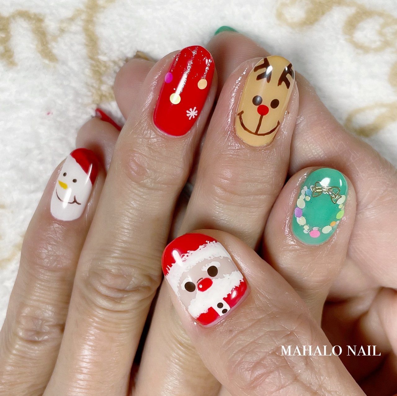 レッド グリーン ブラウン Mahalo Nailのネイルデザイン No ネイルブック