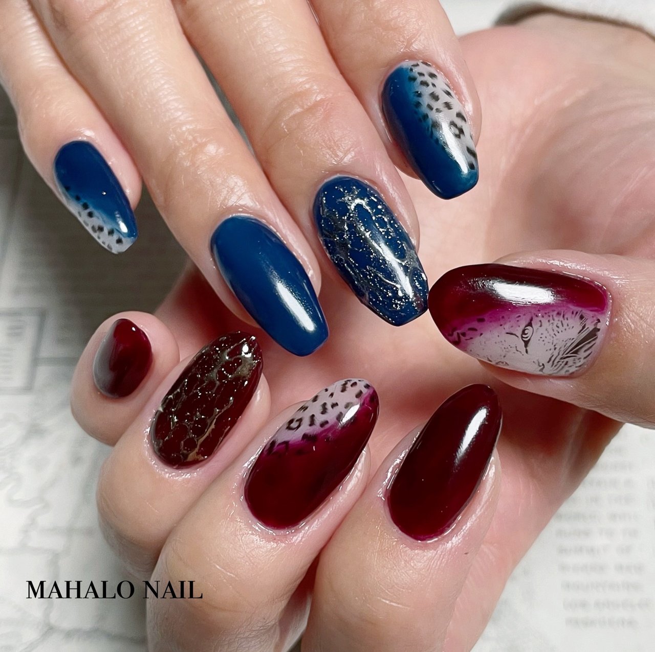 ネイビー ボルドー Mahalo Nailのネイルデザイン No ネイルブック