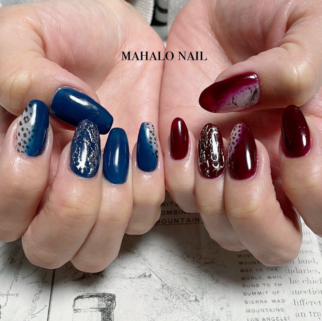 ネイビー ボルドー Mahalo Nailのネイルデザイン No ネイルブック