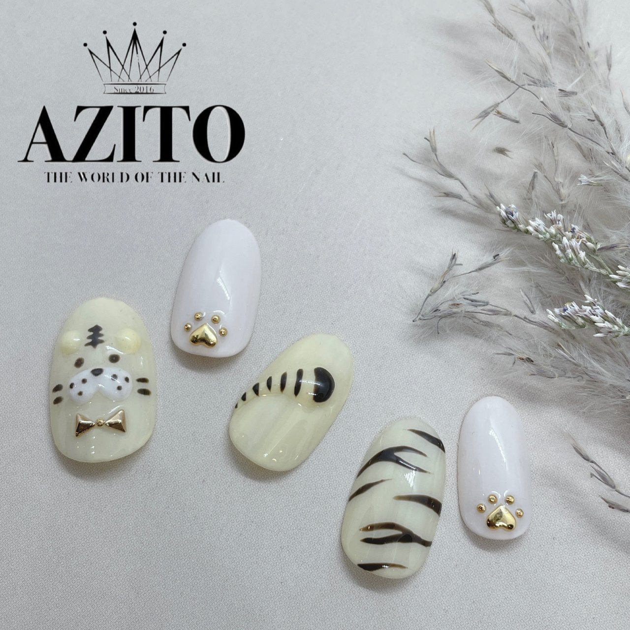 冬 お正月 ハンド アニマル柄 ミディアム Azito Nailのネイルデザイン No ネイルブック