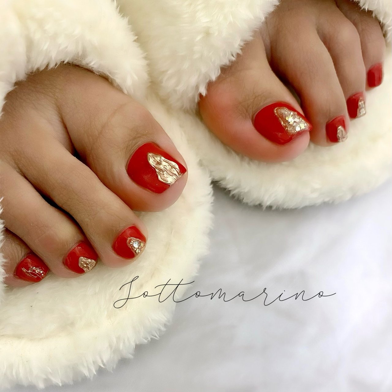 冬 お正月 成人式 クリスマス フット Sottomarino Nailのネイルデザイン No ネイルブック