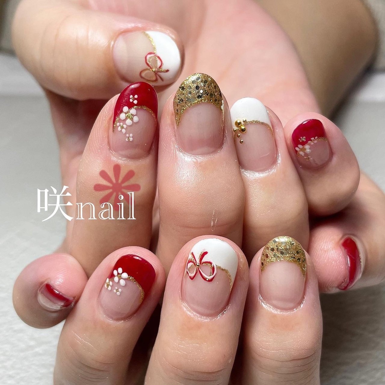 お正月 成人式 パーティー デート ハンド 咲nail サキネイル のネイルデザイン No ネイルブック