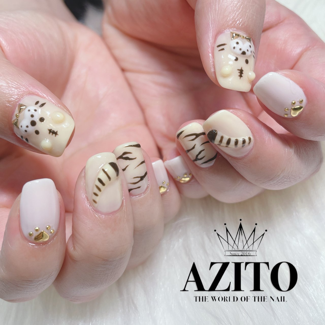 冬 お正月 ハンド アニマル柄 ハート Azito Nailのネイルデザイン No ネイルブック