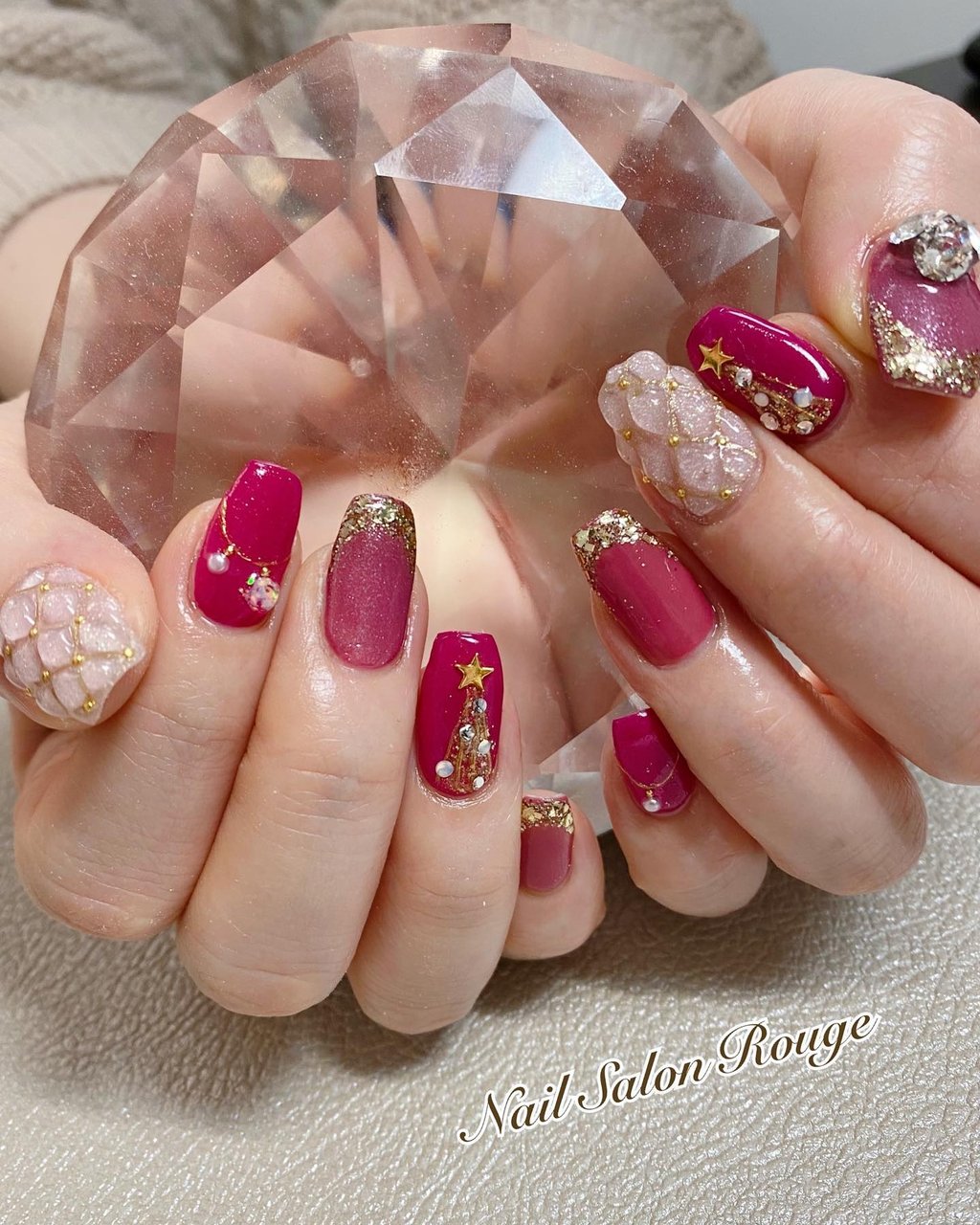 冬 クリスマス デート 女子会 ハンド 郡山 Nail Salon Rougeのネイルデザイン No ネイルブック