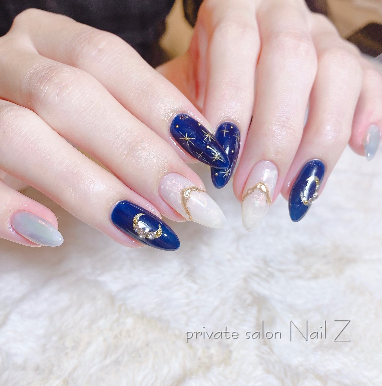 ハンド 星 ギャラクシー ロング ホワイト Nail Z ネイルジー のネイルデザイン No ネイルブック