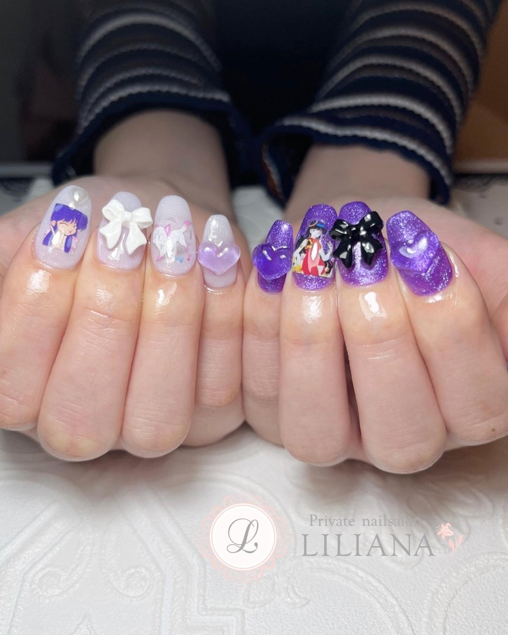 オールシーズン ハンド キャラクター リボン ロング Private Nailsalon Lilianaのネイルデザイン No ネイルブック