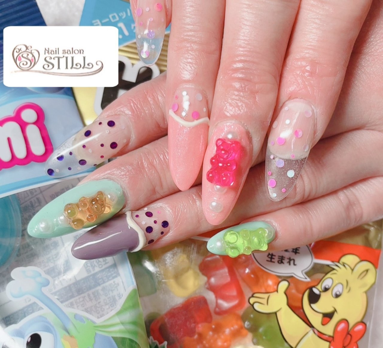 オールシーズン パーティー ハンド 変形フレンチ キャラクター Nailsalonstillのネイルデザイン No ネイルブック