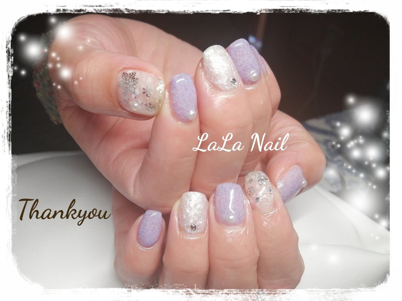 ニュアンス 雪の結晶 ホワイト パープル ジェルネイル Yukaのネイルデザイン No ネイルブック