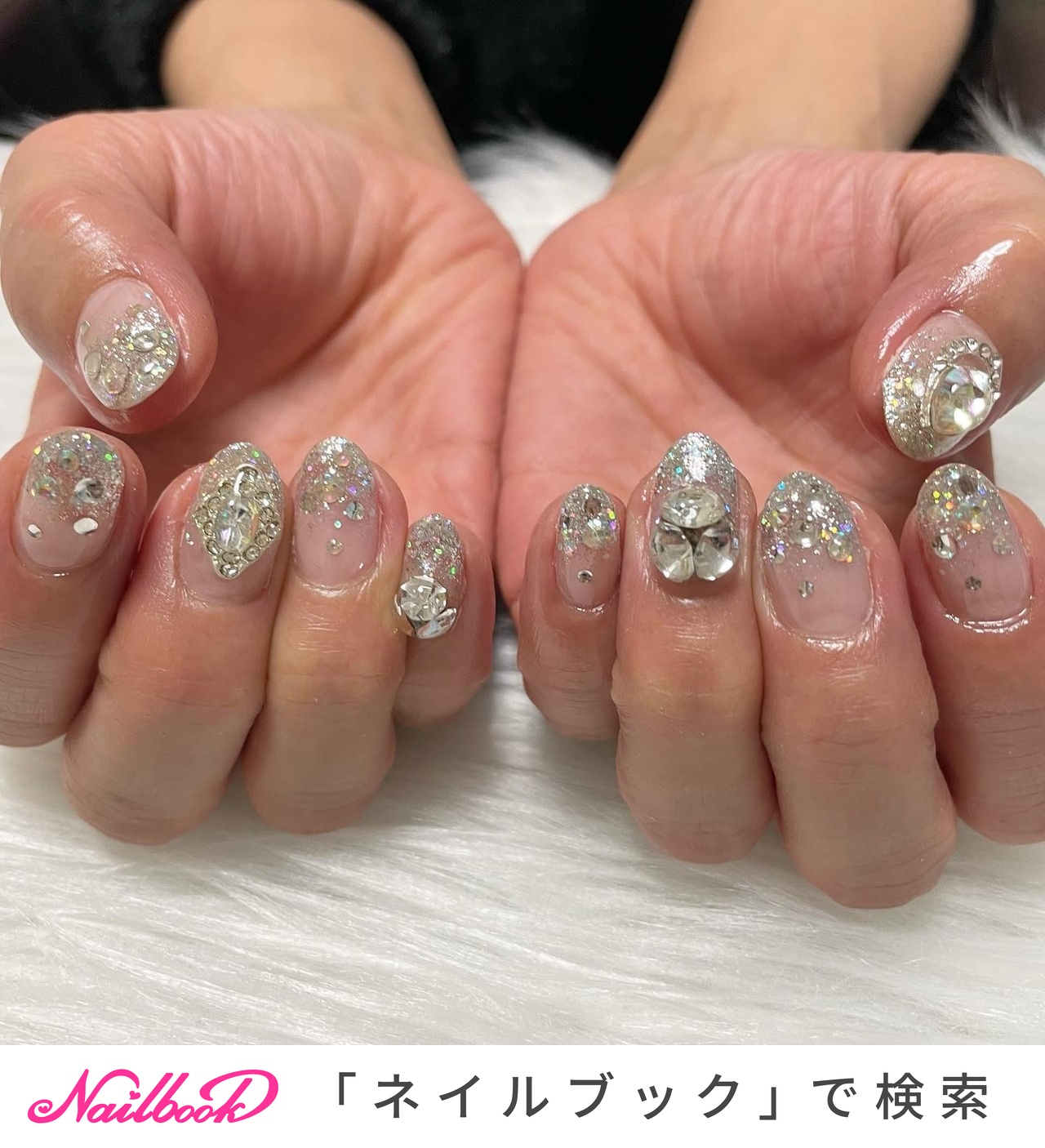 ラインストーンネイルのネイルデザイン ネイルブック