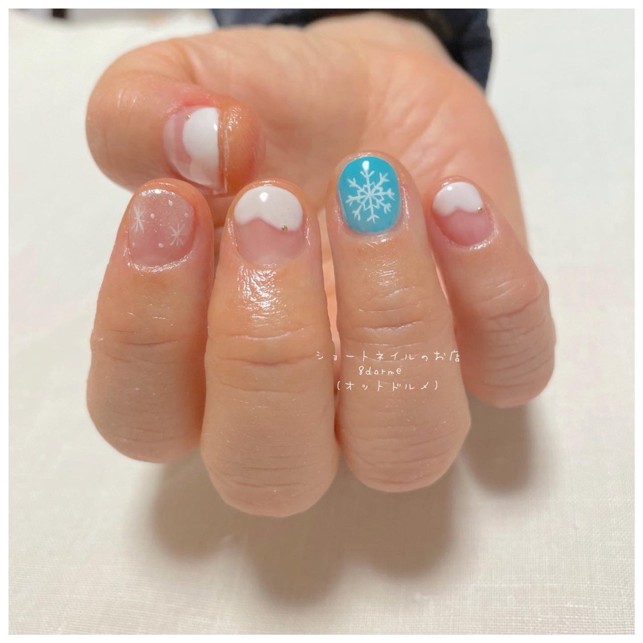 冬 クリスマス デート 女子会 ハンド 大岡山ネイルサロン ショートネイルのお店 8dorme オットドルメ のネイルデザイン No ネイルブック