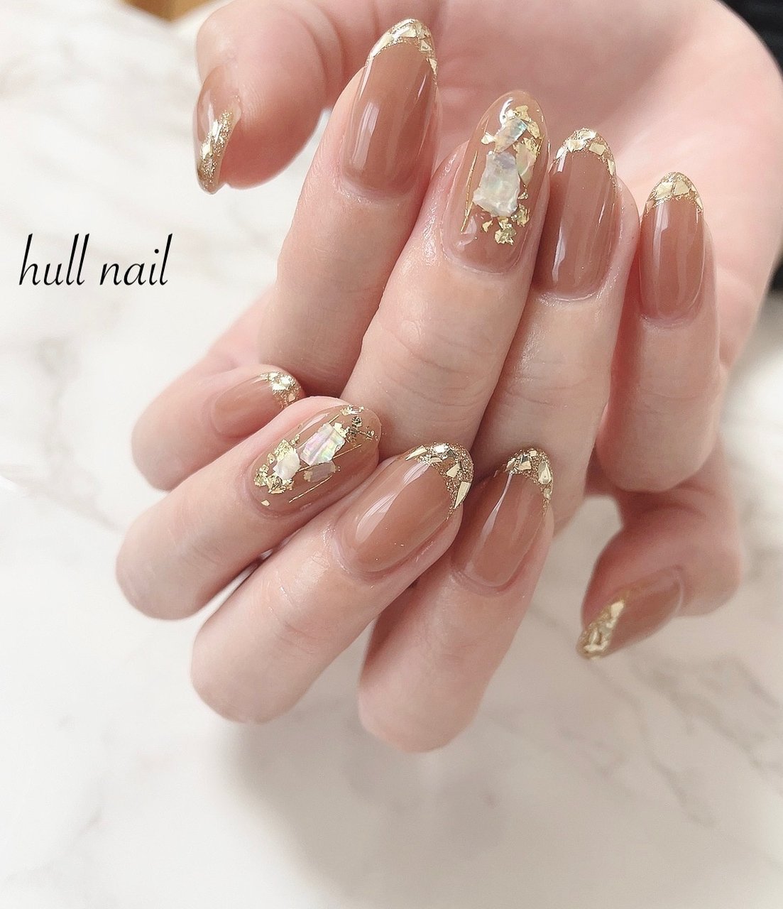 秋 冬 ハンド フレンチ シェル Hull Nailのネイルデザイン No ネイルブック