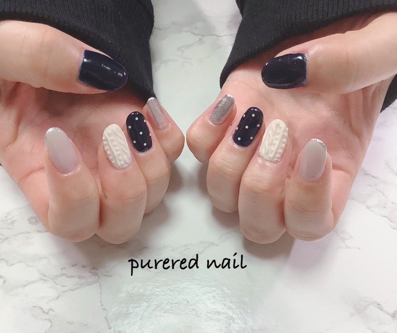 冬 ハンド ドット ニット ミディアム 今内知津子のネイルデザイン No ネイルブック