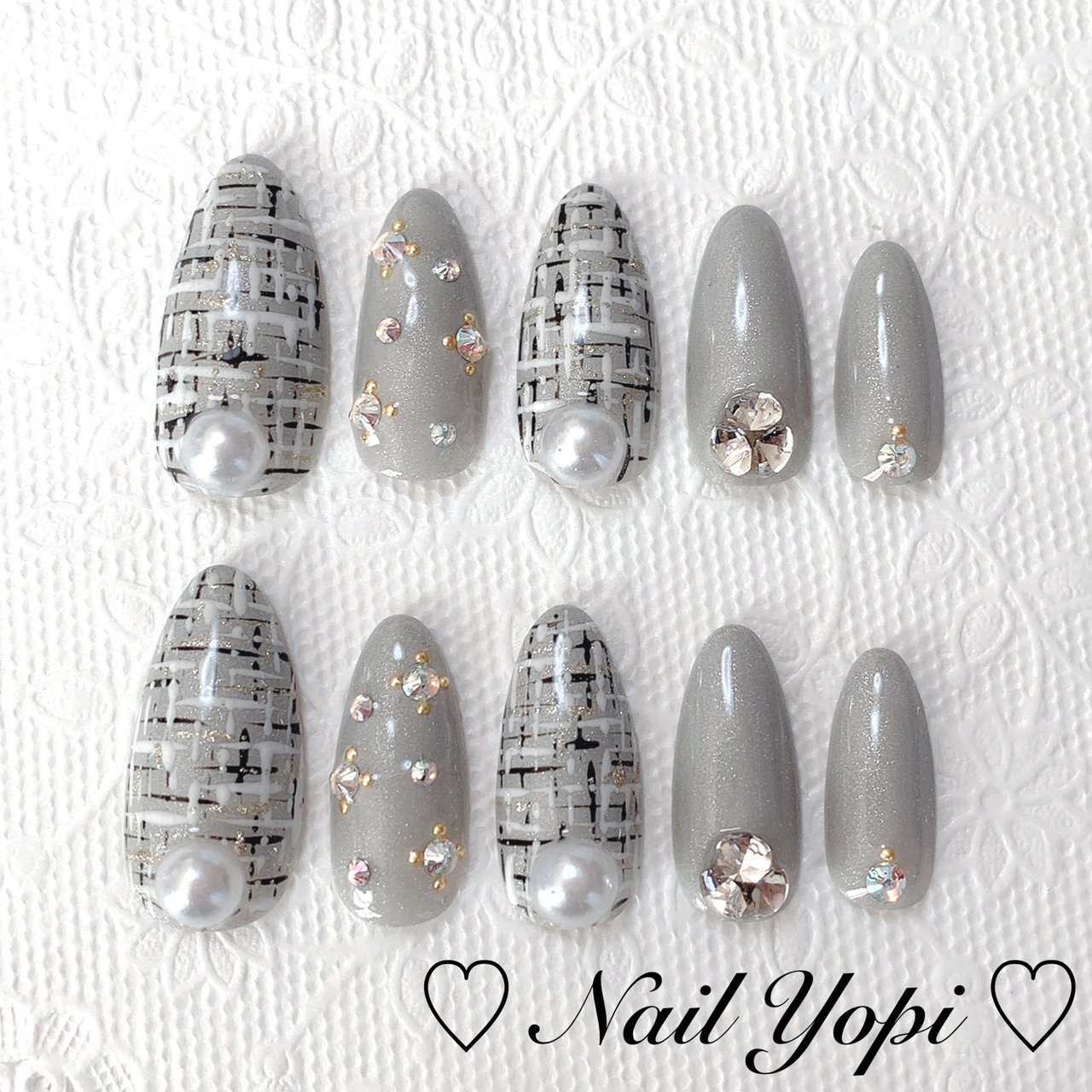 秋 冬 バレンタイン ツイード ロング Nail Yopi のネイルデザイン No ネイルブック