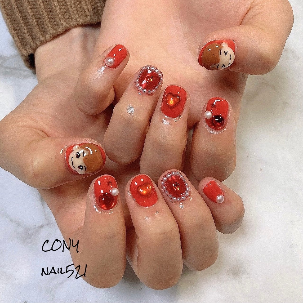 ハンド キャラクター 3d レッド Cony Nail 福岡薬院ネイルのネイルデザイン No ネイルブック