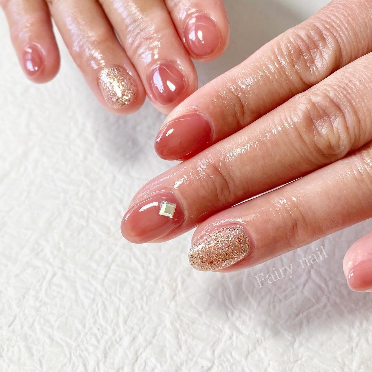 ハンド ラメ ピンク ゴールド ジェルネイル Fairy Nailのネイルデザイン No ネイルブック