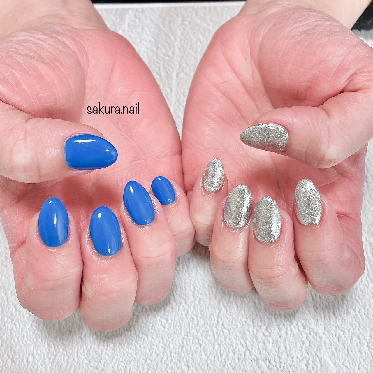 ハンド ブルー シルバー Sakura Nailのネイルデザイン No ネイルブック