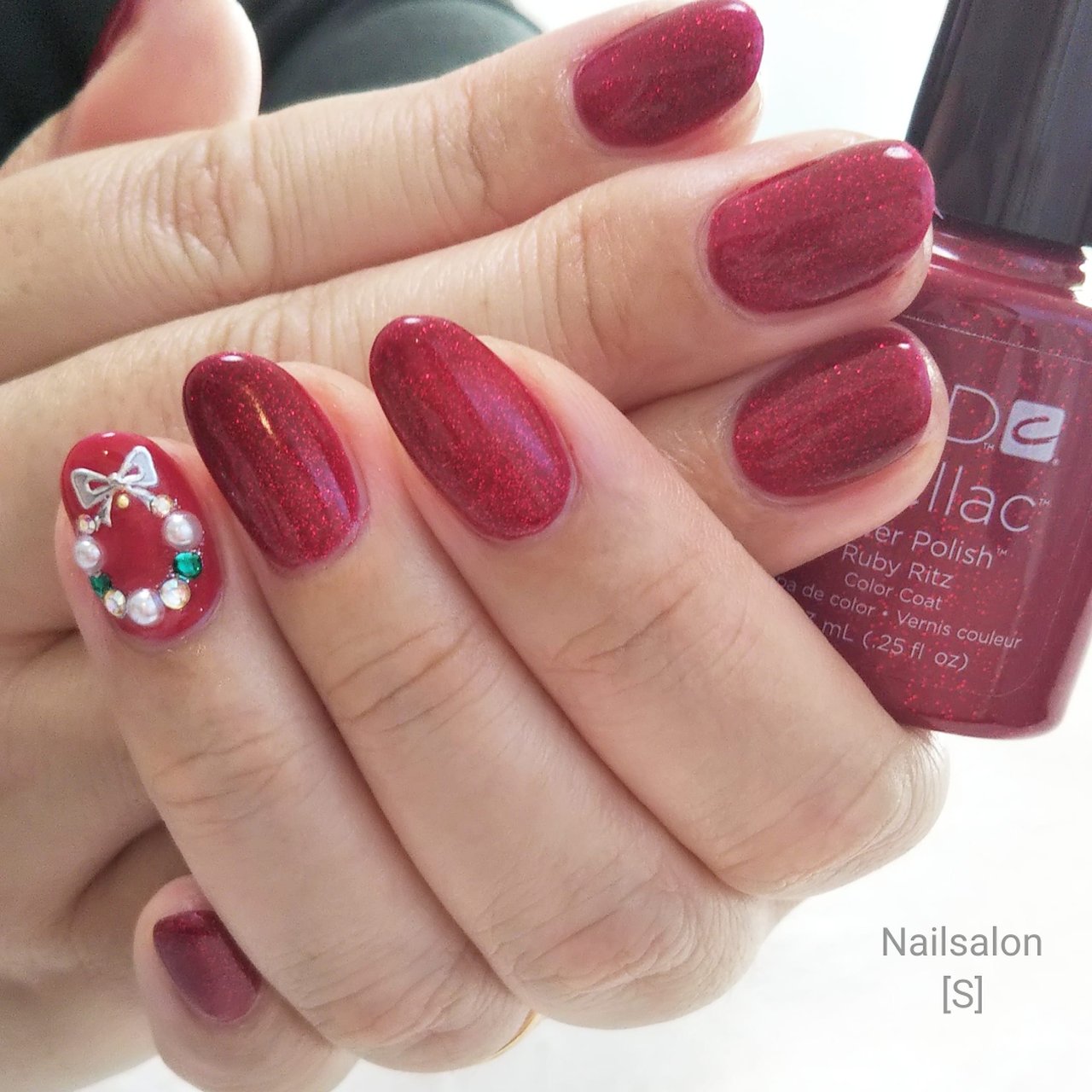 冬 クリスマス ハンド シンプル ワンカラー シェラックネイル専門店 S のネイルデザイン No ネイルブック