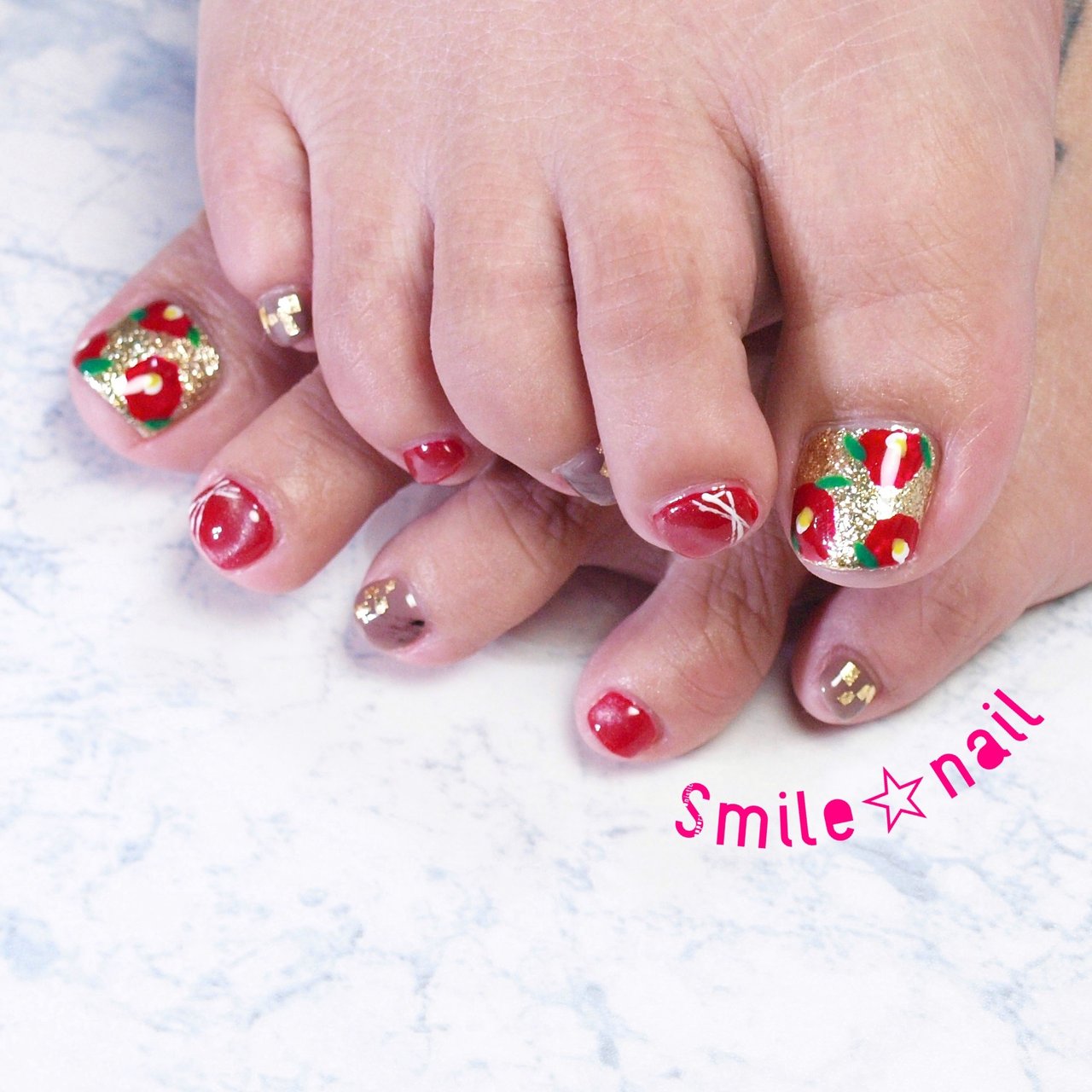 冬 お正月 成人式 女子会 フット Smile Nailのネイルデザイン No ネイルブック