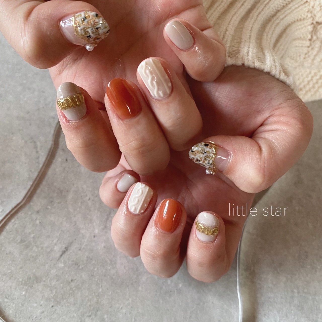 秋 冬 ハンド ツイード ニット Littlestarのネイルデザイン No ネイルブック