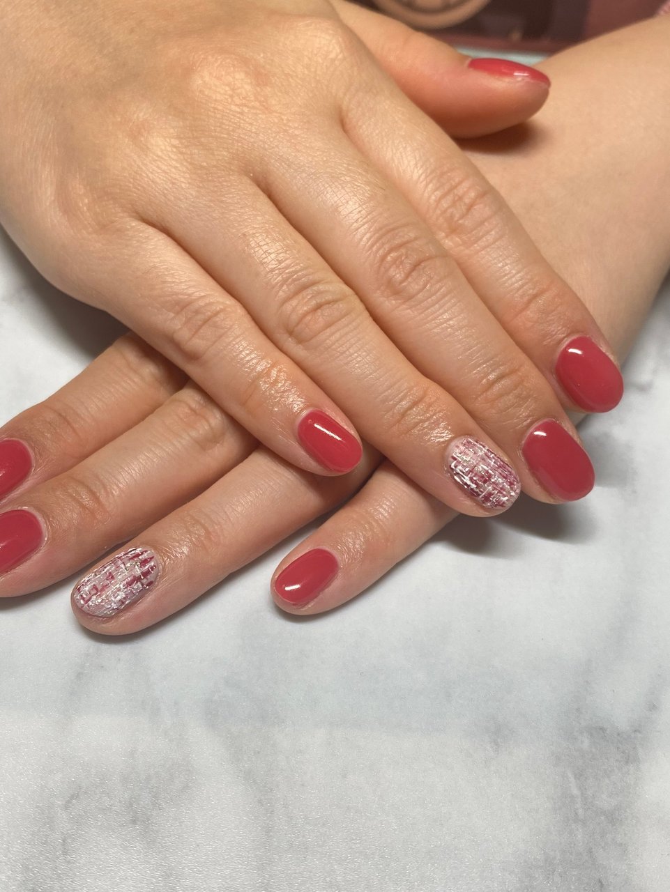 秋 冬 ハンド レッド ボルドー Navyのネイルデザイン No ネイルブック